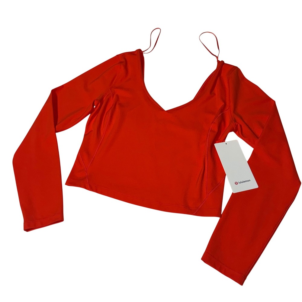Lululemon Align Long Sleeve Sz 10 Solar Orange Nulu Cropped Shirt LW3IDUS NWT